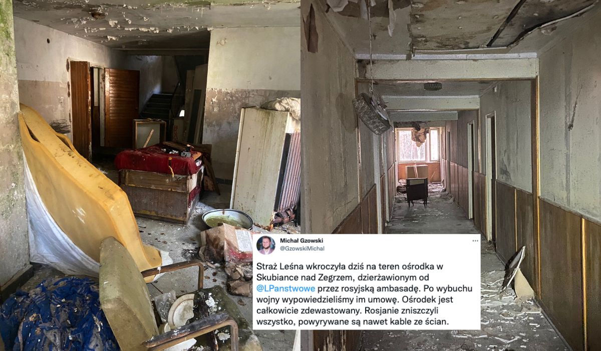 Lasy Państwowe przejęły ośrodek dzierżawiony przez rosyjską ambasadę i pokazują zdewastowane wnętrza