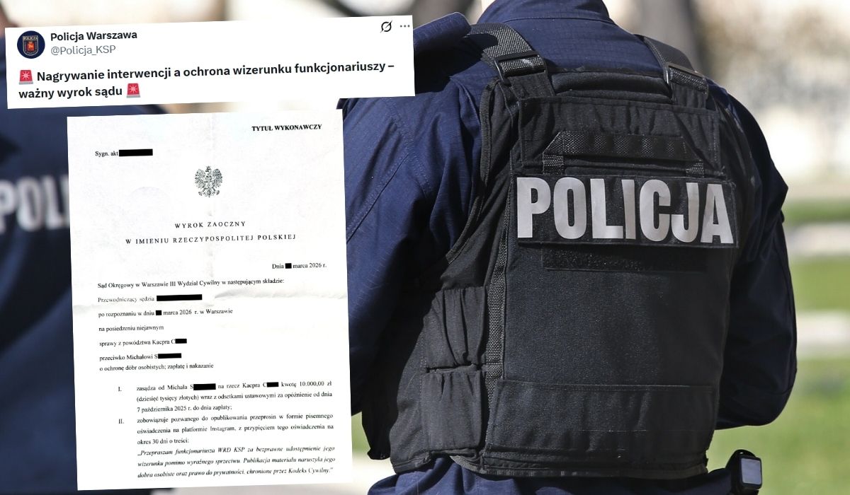 Policjant wygrał w sądzie i dostanie 10 000 zł za nagranie i upublicznienie jego wizerunku