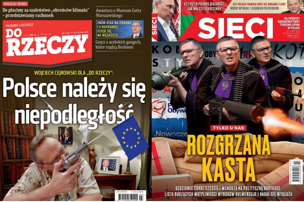 Broń na okładkach "Sieci" i "Do Rzeczy"