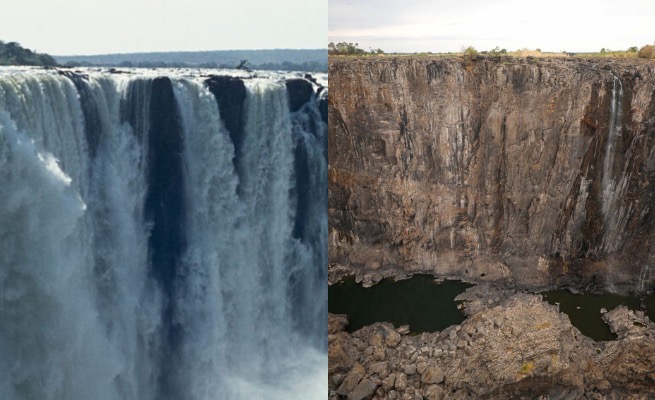 Zimbabwe: największa susza stulecia, Wodospady Wiktorii wysychają