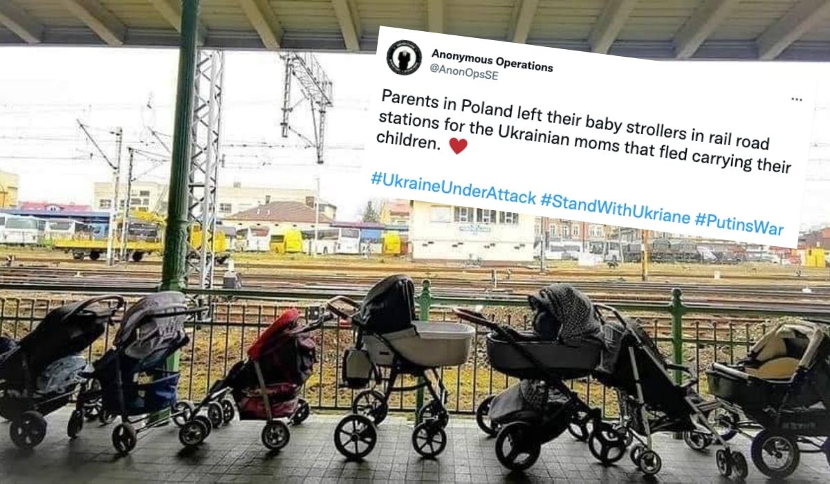 Polskie mamy zostawiają na dworcach wózki dla mam z dziećmi uciekających z Ukrainy, zdjęcie obiegło świat