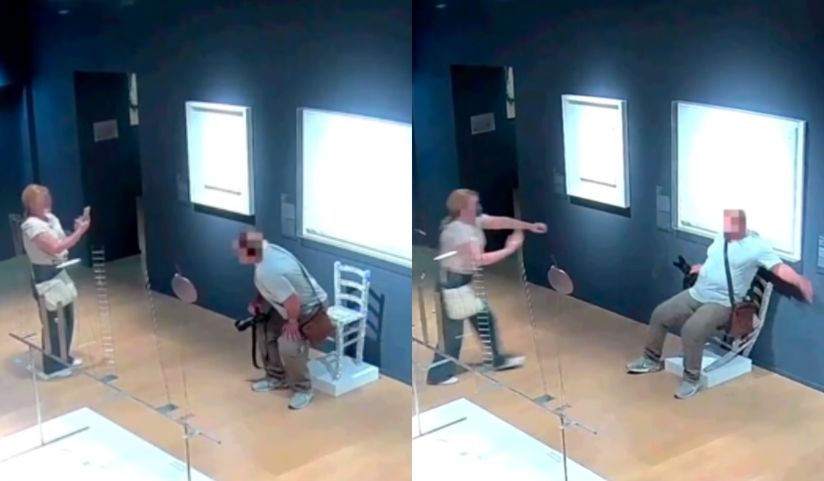 Turysta usiadł w muzeum na krześle z kryształków Swarovskiego i mocno je nadwyrężył