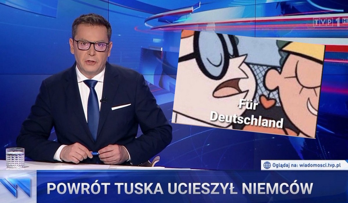 Ktoś policzył, że słowa "fur Deutschland" Tuska padły w Wiadomościach 97 razy od początku roku