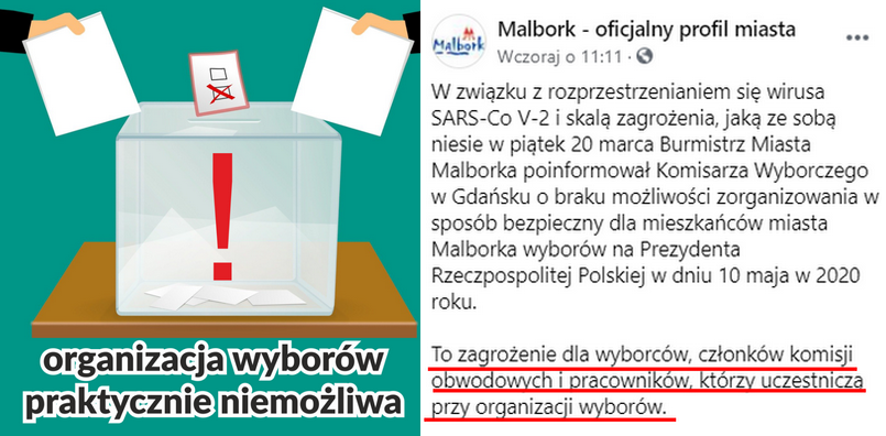 Malbork: burmistrz ostrzega, że przeprowadzenie wyborów jest praktycznie niemożliwe