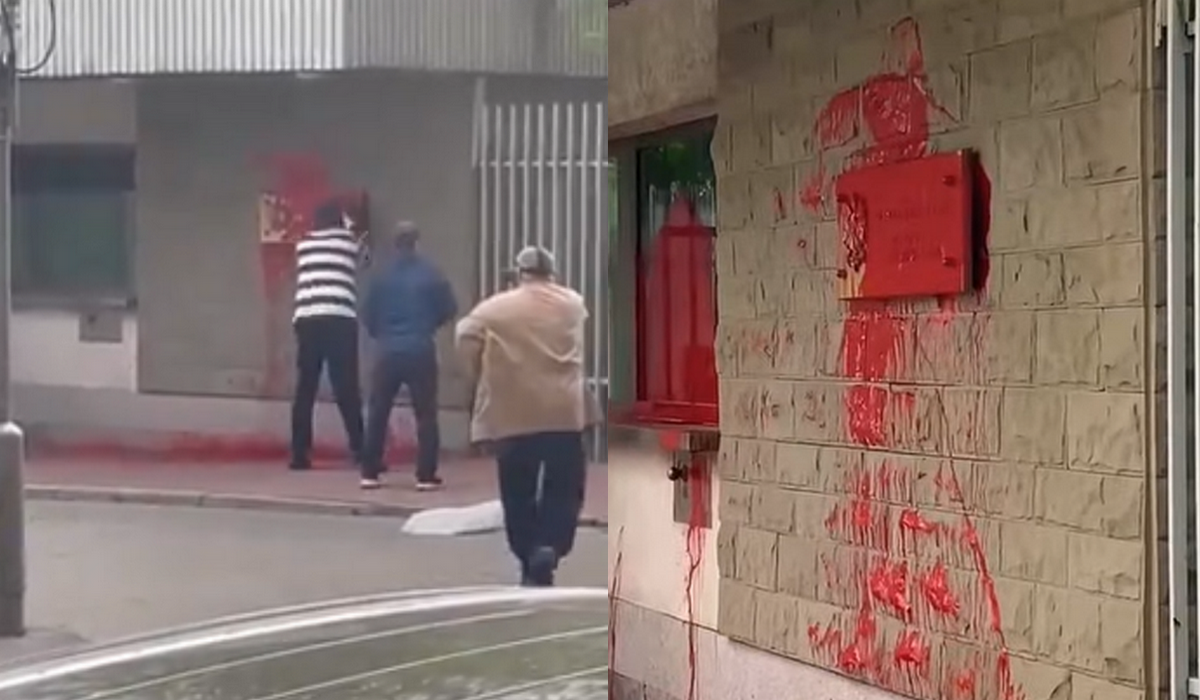 Moskwa: polska ambasada została oblana czerwoną farbą