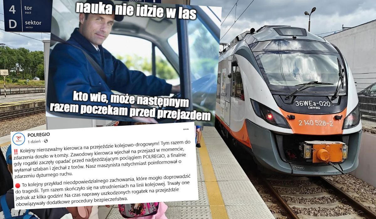 Łomża: kierowca wjechał na przejazd pomimo opadających rogatek, ale tym razem bohatersko wyjechał