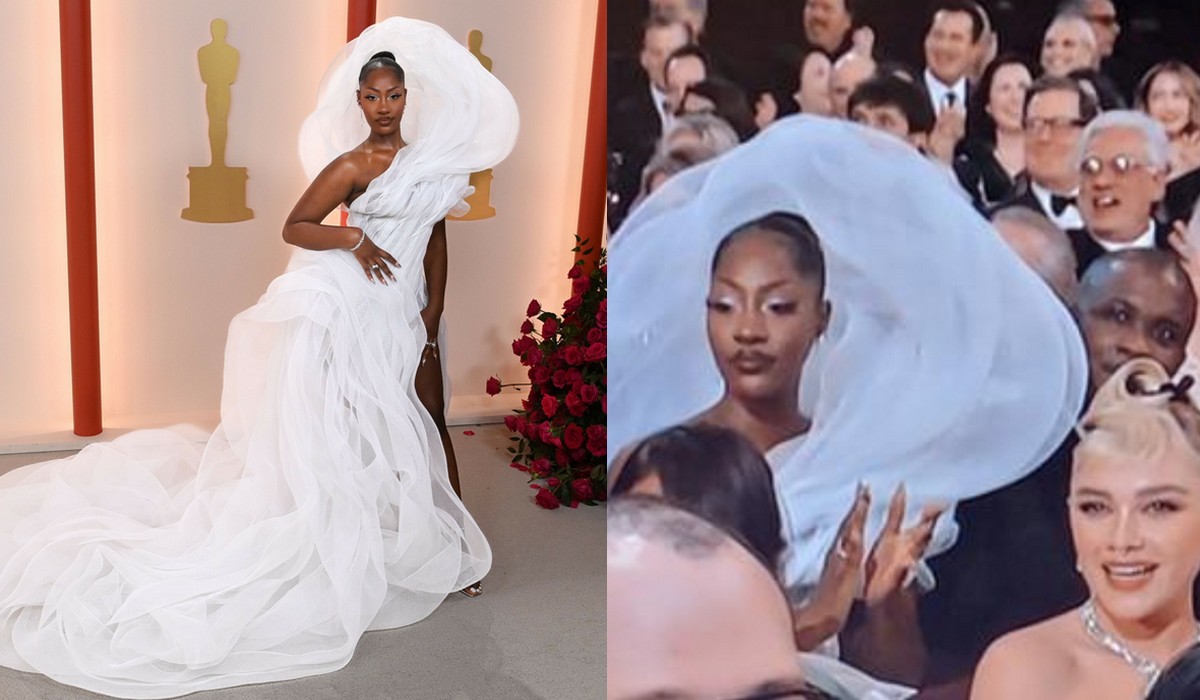Piosenkarka goszcząca na Oscarach jest krytykowana za zasłanianie widoku innym gościom