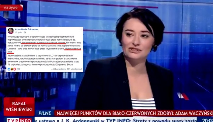 Rzeczniczka SLD poparła w TVP postawienie Tuska przed Trybunałem Stanu, dziś "przeprasza za błąd"