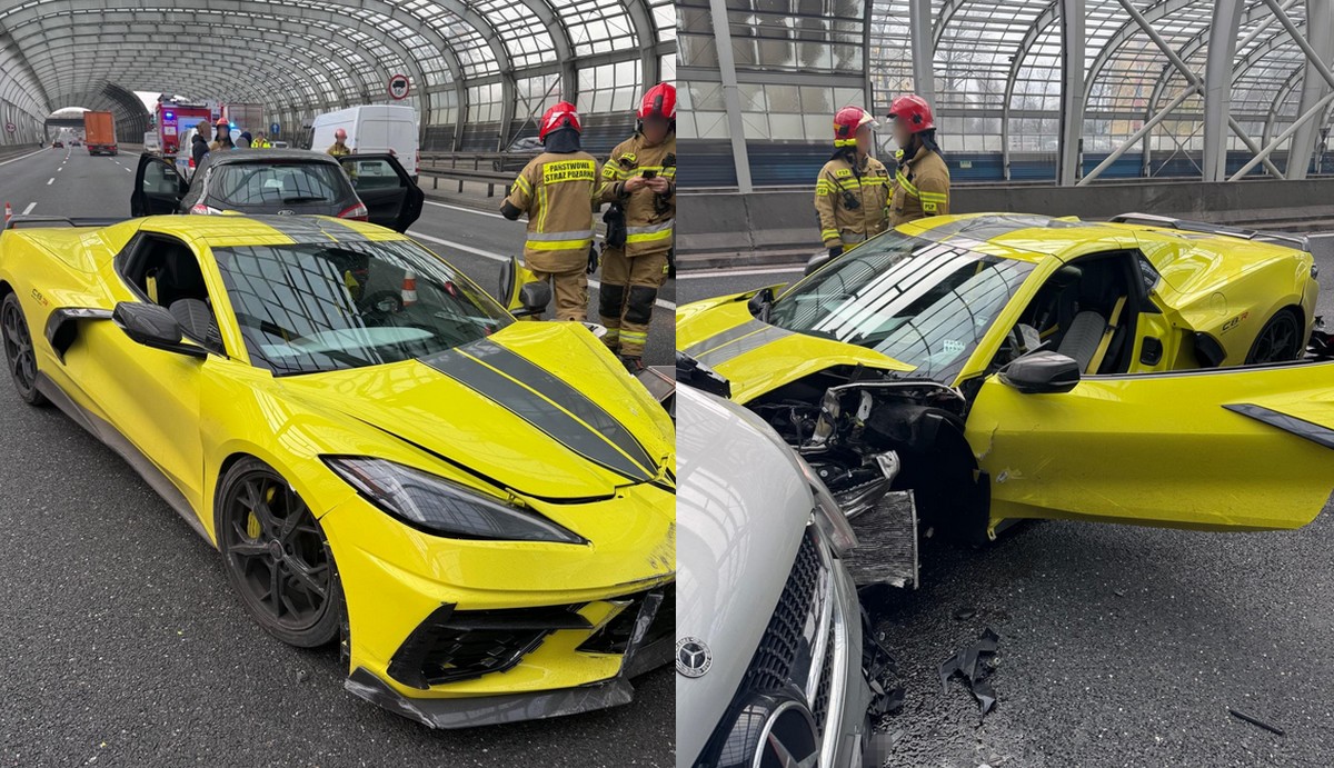 Warszawa: kierowca Chevroleta Corvette zasłabł, odbił się od barierki i jechał pod prąd