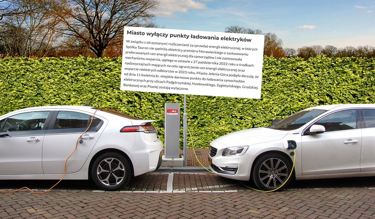 Jelenia Góra: punkty darmowego ładowania pojazdów elektrycznych zostały wyłączone, bo ceny energii są ciut za duże