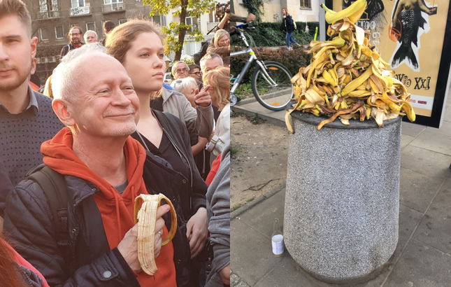 Kilkaset osób zebrało się przed Muzeum Narodowym w proteście "bananowym"
