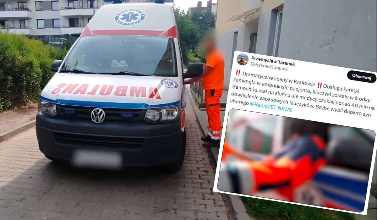Kraków: pacjent utknął w zatrzaśniętym ambulansie, ratownicy nie chcieli wybić szyby ze względu na koszty
