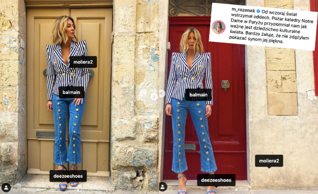 Rozenek-Majdan w reklamie otula myślami zgliszcza katedry Notre Dame