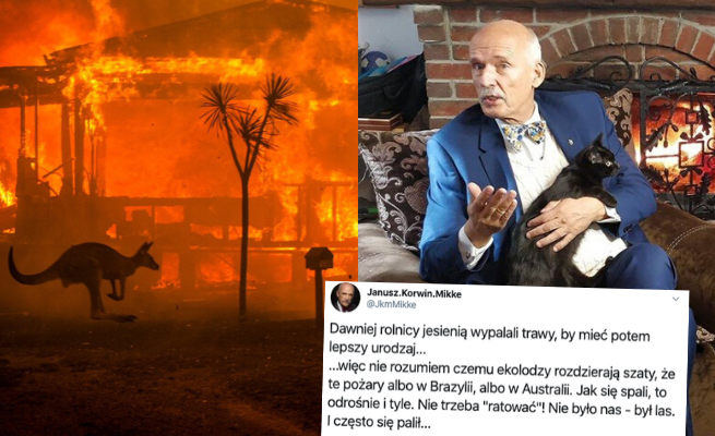Korwin-Mikke: Australii nie trzeba "ratować", jak się spali, to odrośnie i tyle