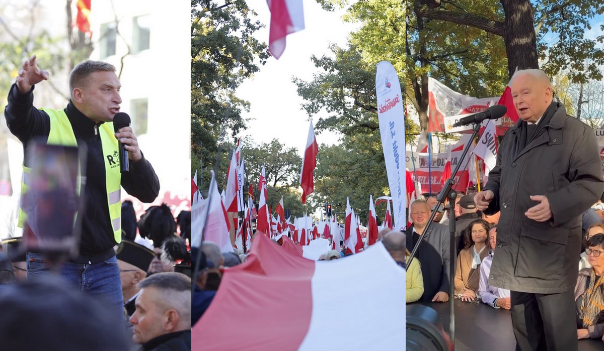 Manifestacja PiS pod Trybunałem Konstytucyjnym, dowodzą prezes Kaczyński i Bąkiewicz