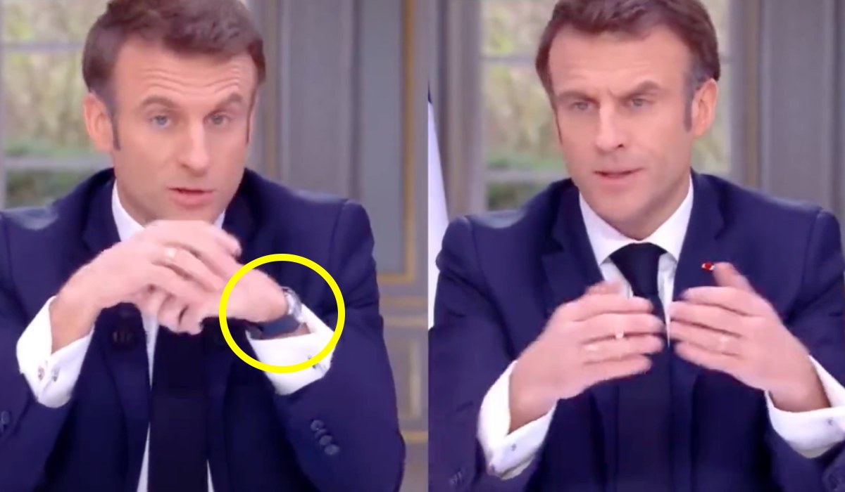 Macron zdjął na wizji zegarek pod stołem, spekuluje się, że był zbyt luksusowy i mógłby denerwować ludzi