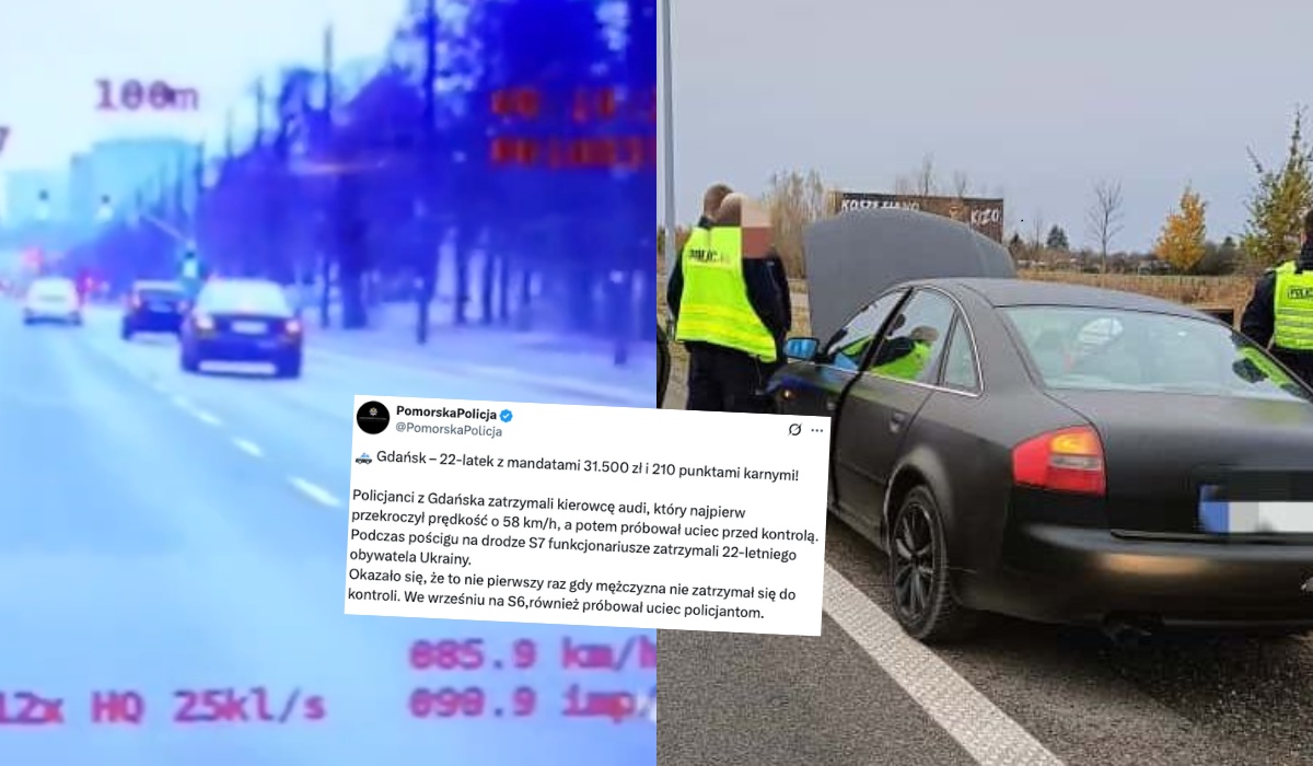 Gdańsk: uciekający przed policją kierowca tak nawywijał, że dostał 31 tys. zł mandatu i 210 punktów karnych 