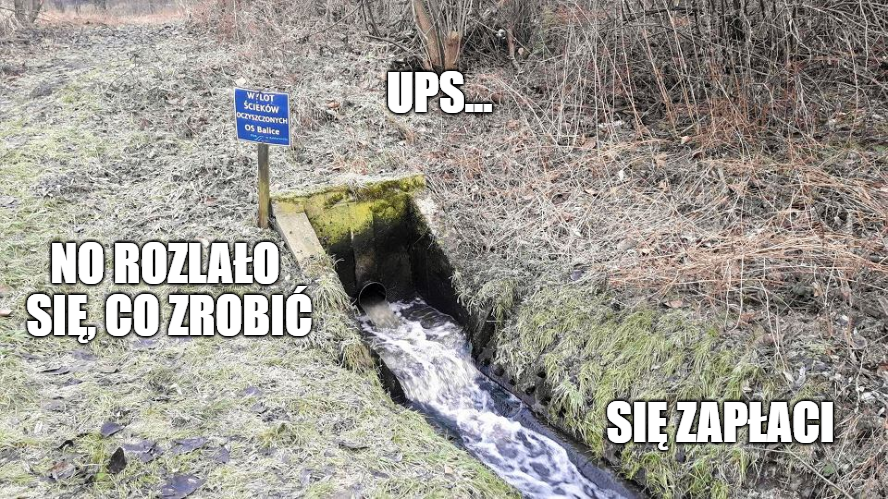 Mandat za wylewanie chemikaliów do potoku: 500 zł