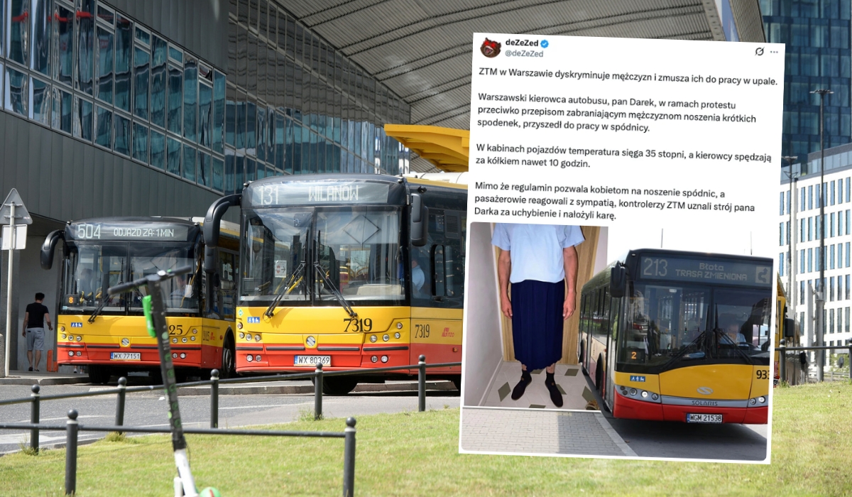 Warszawa: kierowca autobusu w proteście przeciwko zakazowi krótkich spodenek przyszedł w spódnicy