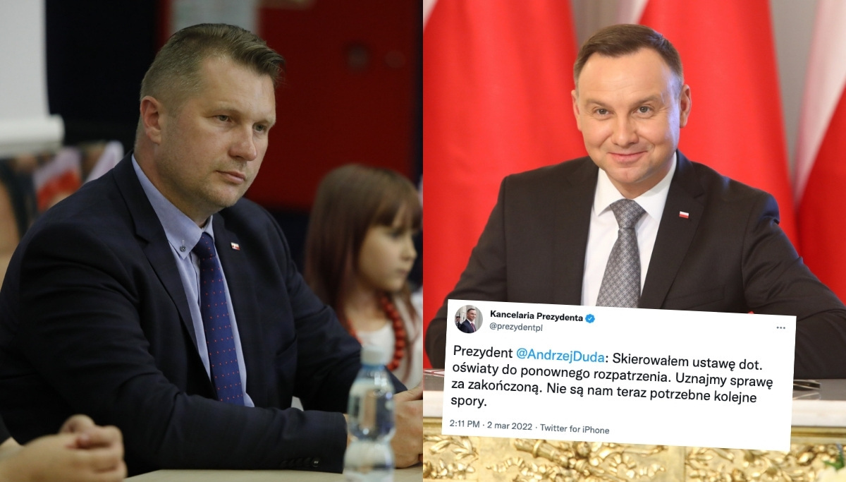 Prezydent Andrzej Duda zawetował ustawę "lex Czarnek" upolityczniającą szkoły