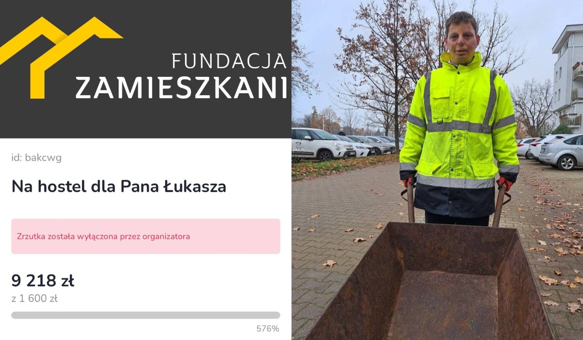 Zrzutka na pana Łukasza, który przez nieuczciwego szefa trafił na ulicę, udała  ze sporym zapasem