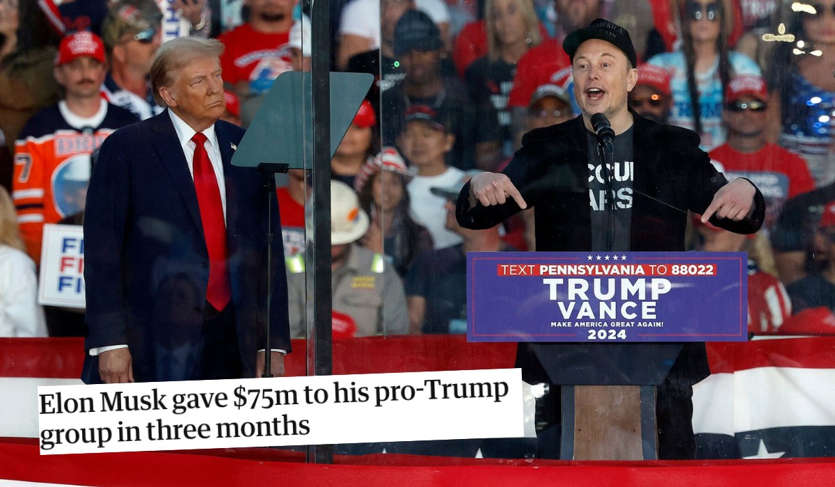 Musk jednym z najhojniejszych darczyńców, przekazał 75 mln na kampanię Trumpa