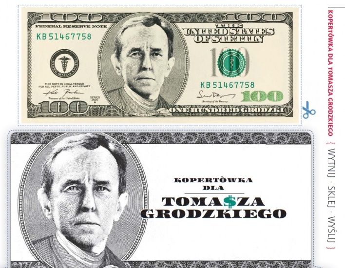 Gazeta Polska drukuje koperty i banknoty dla marszałka Senatu Tomasza Grodzkiego