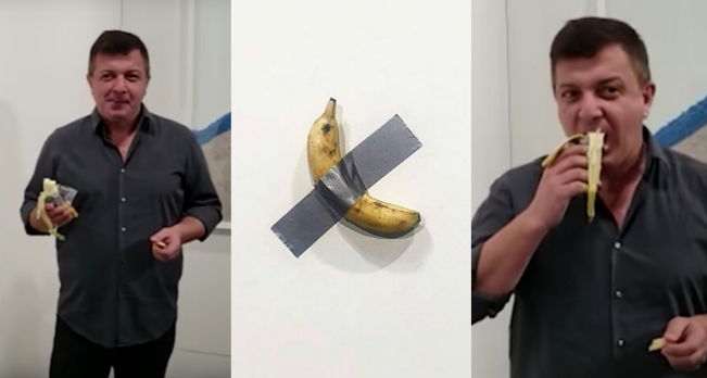 Artysta zjadł banana za 150 000 dolarów i chyba mu się podobało