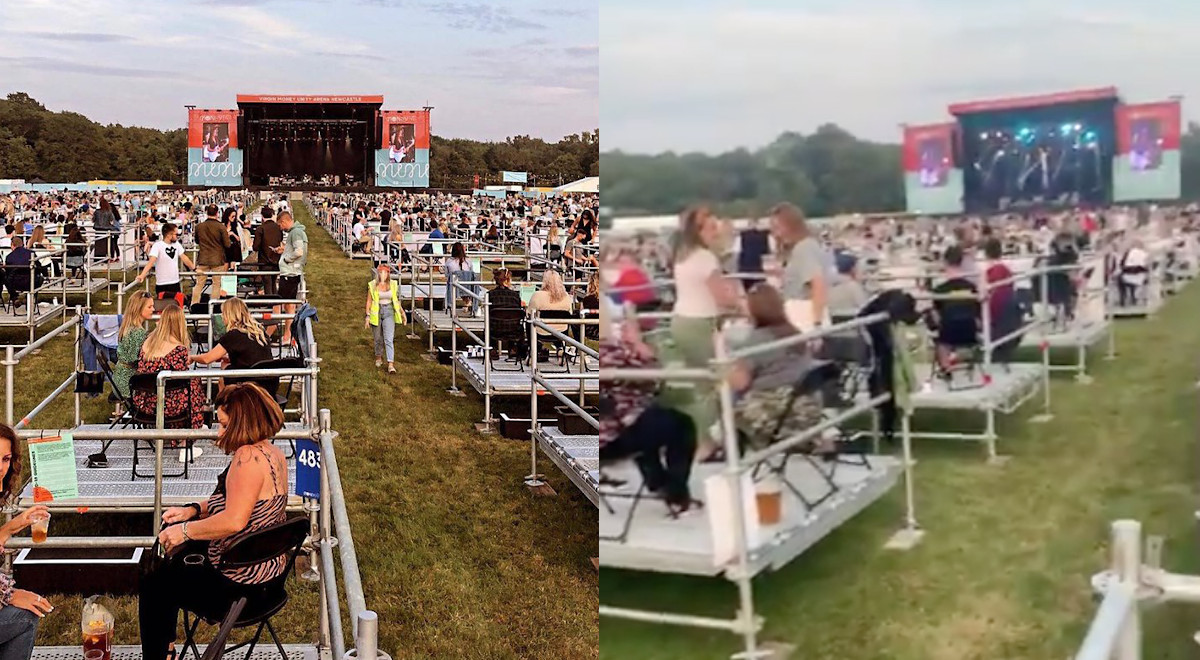 UK: pierwszy koncert możliwym wzorem na przyszłość: boksy, jasne odstępy, miejsca siedzące