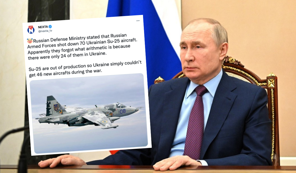 Rosja ogłosiła, że zestrzeliła 70 ukraińskich samolotów Su-25, choć Ukraina nigdy tylu nie miała