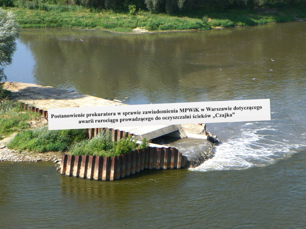 Prokuratura miała wszcząć śledztwo w sprawie sabotażu w oczyszczalni "Czajka", ale jednak nie wszcznie