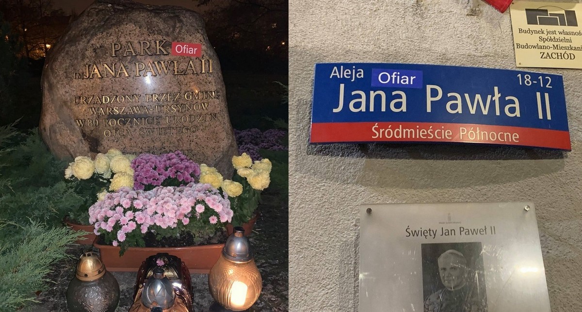 Warszawa: nieznani sprawcy odjaniepawlają Polskę naklejkami