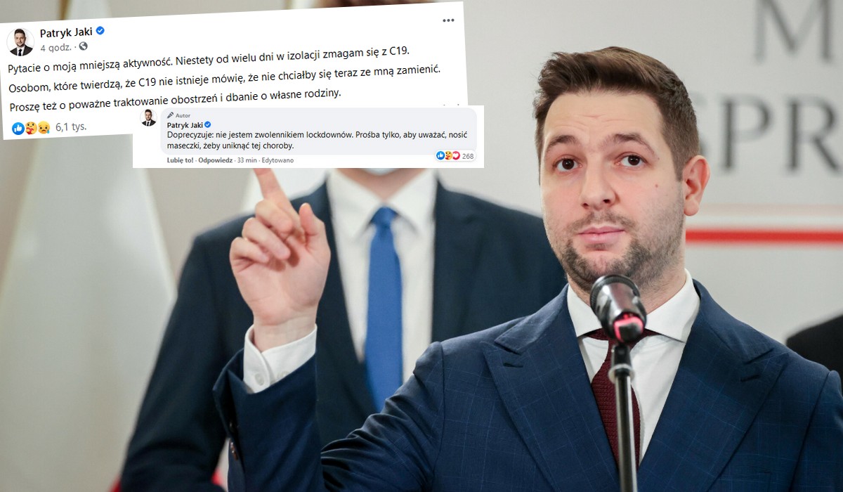 Patryk Jaki choruje na COVID-19, zapewnia, że choroba istnieje