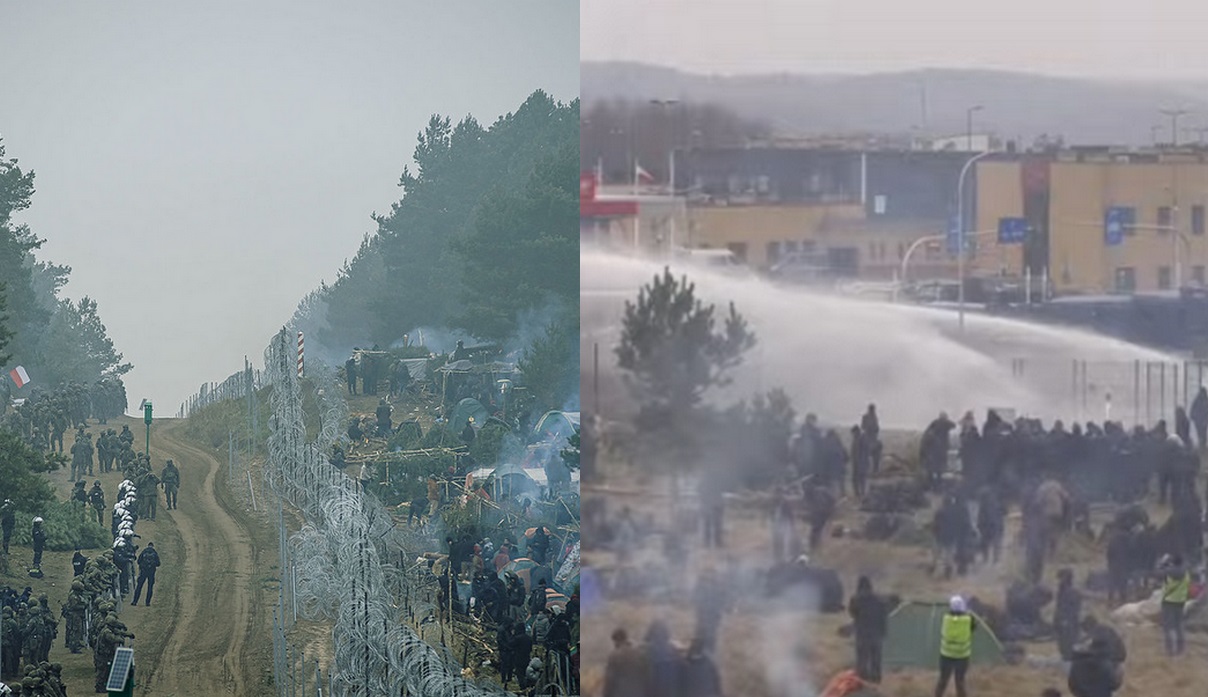 Migranci próbują siłą przedostać się przez granicę. Rzucają kamieniami i oślepiają laserami