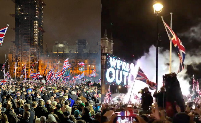 Brytyjczycy świętują wyjście z Unii, tłumy przed Pałacem Westminsterskim 