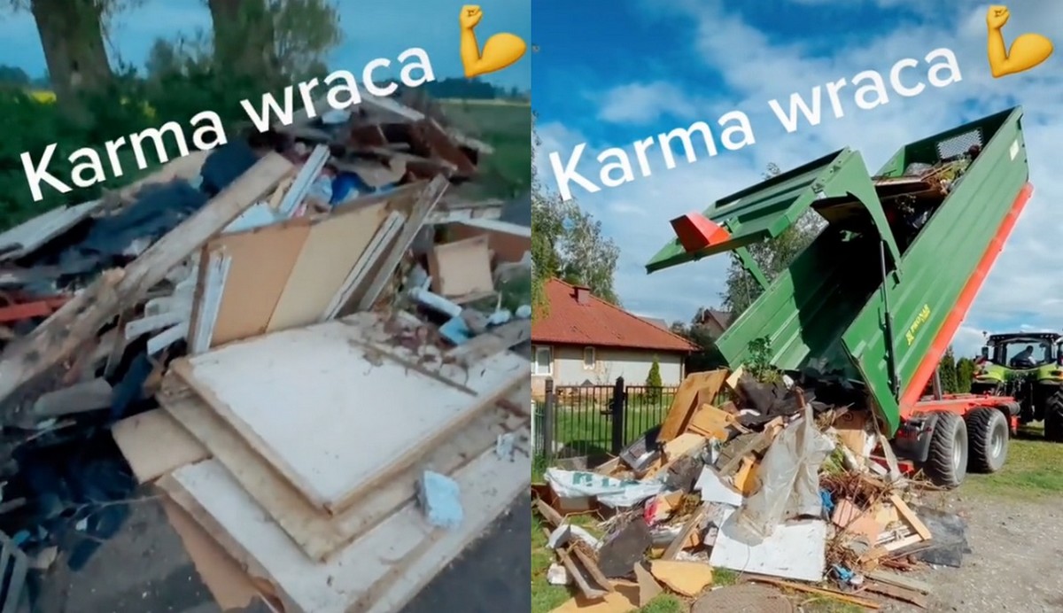 TikToker wytropił śmieciarza i wysypał mu przyczepę jego śmieci pod dom