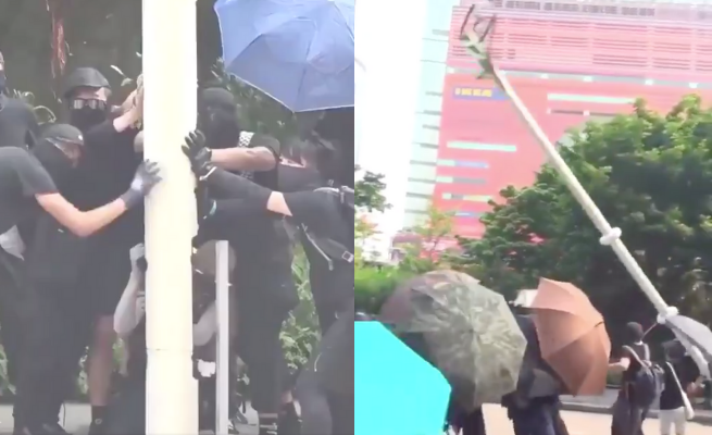 Hong Kong: protestujący obalają latarnie rozpoznające twarze