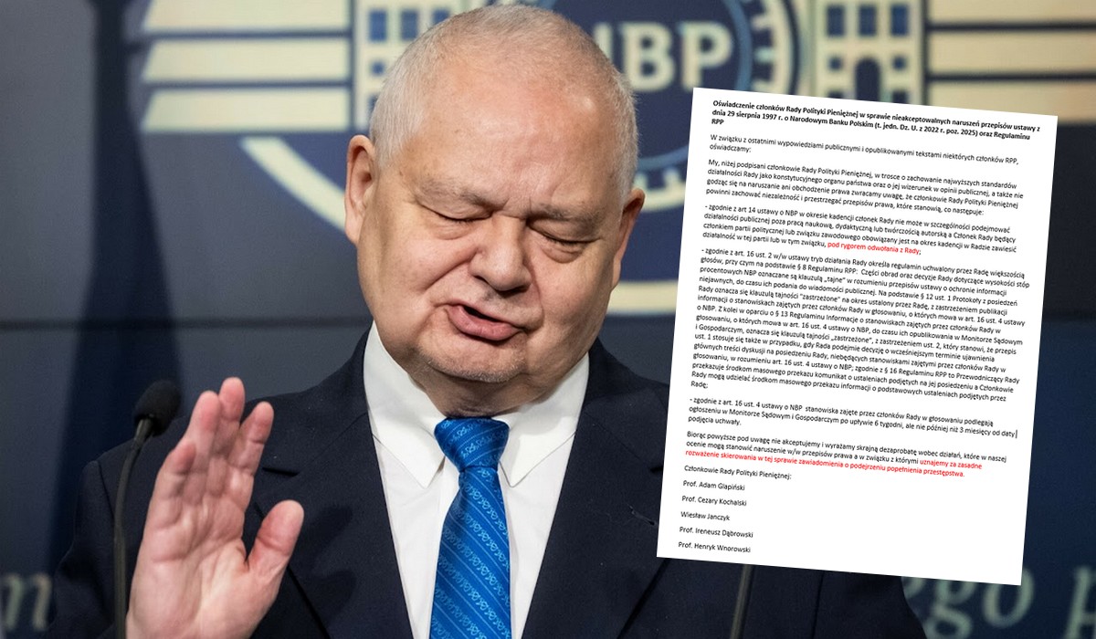 Prezes Adam "Jastrząb" Glapiński grozi prokuraturą nieposłusznym członkom Rady Polityki Pieniężnej