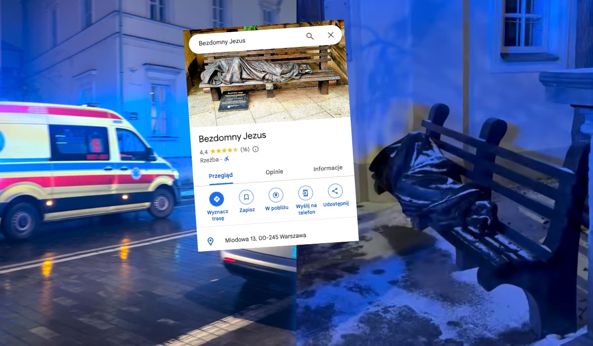 Warszawa: karetka i policja zostały wezwane do rzeźby Jezusa Bezdomnego