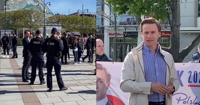 Interwencja policji na spotkaniu z Bosakiem w Sopocie