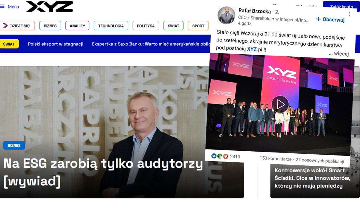 Rafał Brzoska ogłosił start nowego, "skrajnie merytorycznego" serwisu informacyjnego