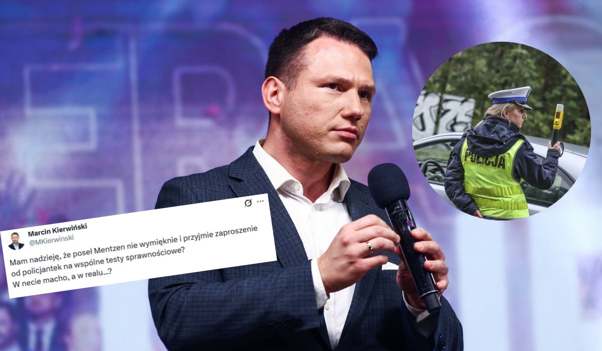 Policjantka podejrzewająca Mentzena o bycie kozakiem w necie, ale nie w świecie zaprosiła go na testy sprawnościowe