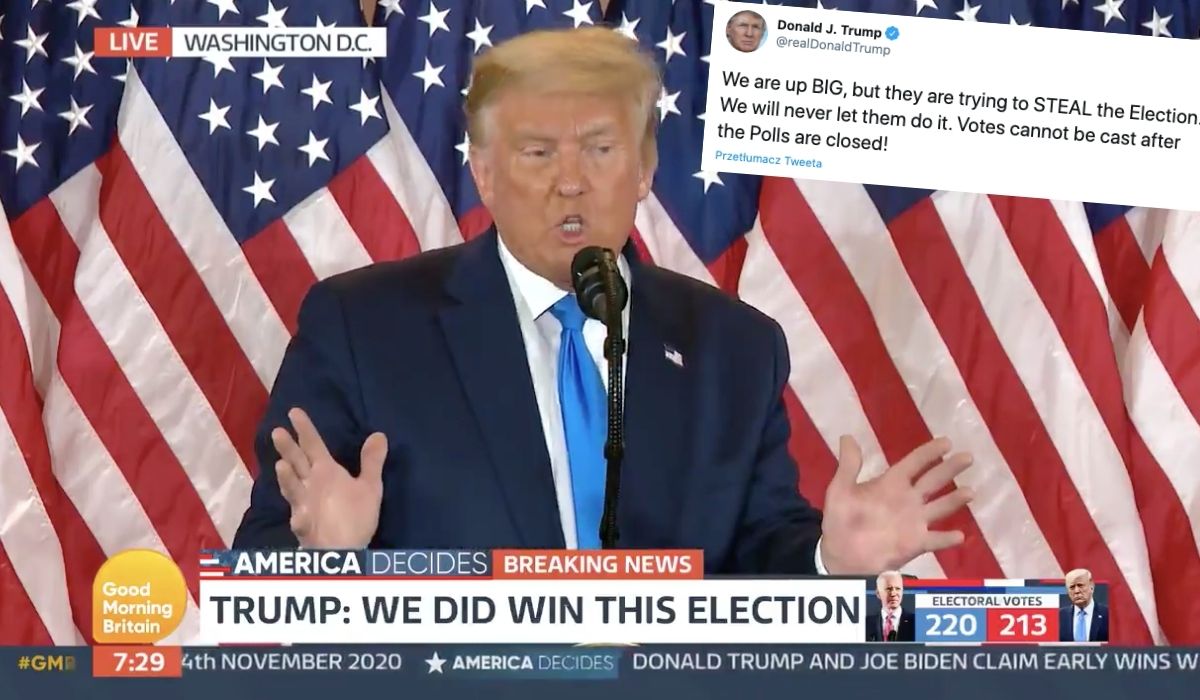 USA: nie wiadomo kto wygrał, ale Trump już ostrzega, że "próbują ukraść wybory"