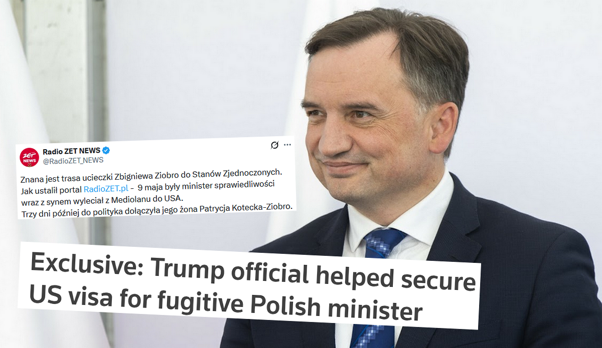 Ziobro wyleciał do USA z lotniska w Mediolanie, wizę otrzymał za pośrednictwem ambasady USA w Budapeszcie
