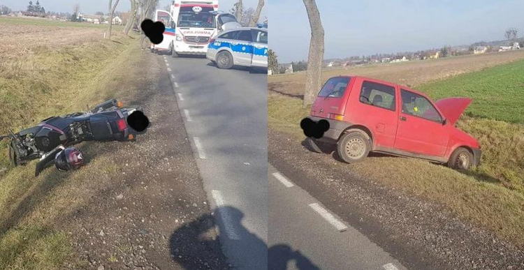 Przasnysz: kierowca bez uprawnień zderzył się z motocyklistą bez uprawnień