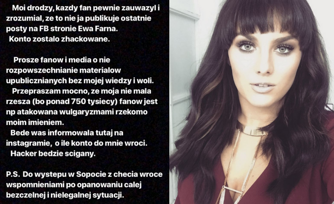 Ktoś włamał się na konto Ewy Farnej i opublikował wulgarne wpisy 