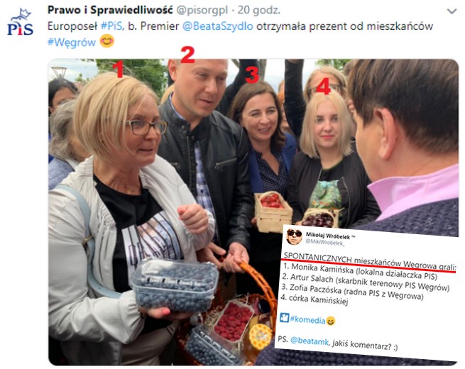 Beata Szydło w ramach kampanii spotkała się z mieszkańcami Węgrowa - lokalnymi działaczami PiS