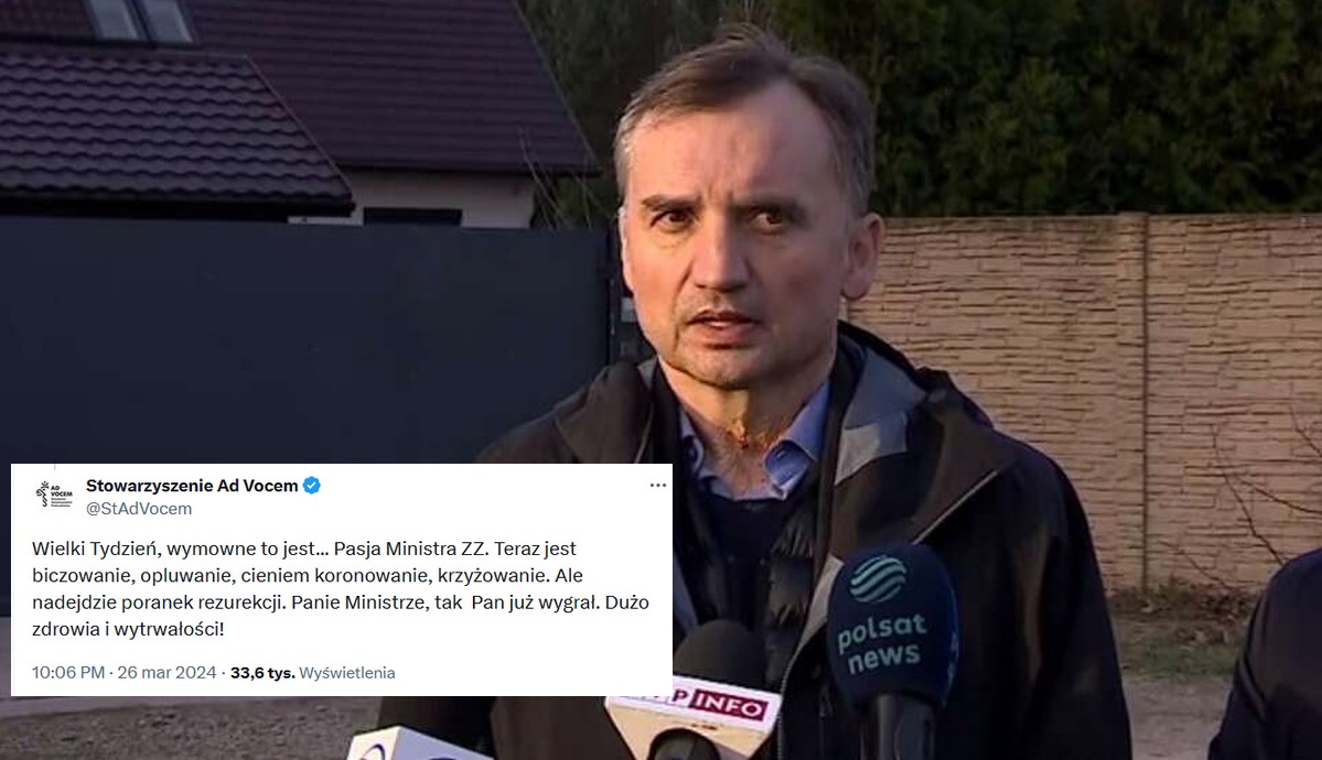 Stowarzyszenie Ad Vocem całkiem serio: cierpienia Ziobry jak męka Jezusa