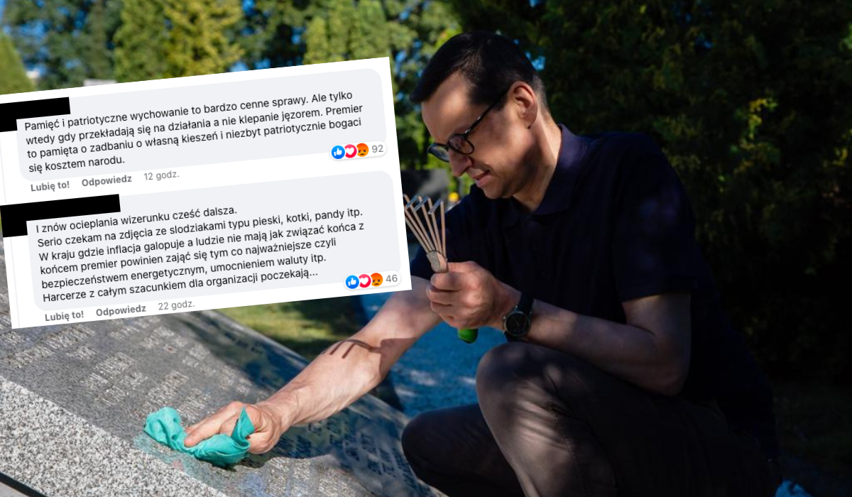 Premier w czynie społecznym z harcerzami porządkował groby, akurat był tam też fotograf