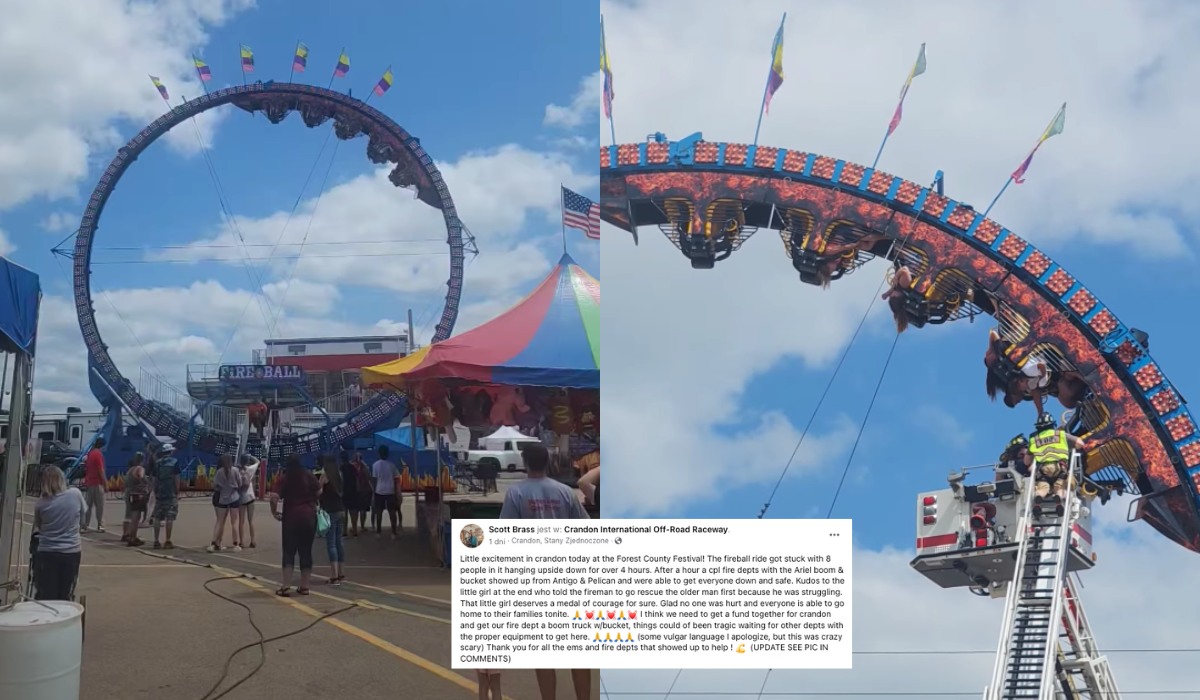 Wisconsin: pasażerowie kolejki utknęli na godziny do góry nogami, bo coś się zepsuło